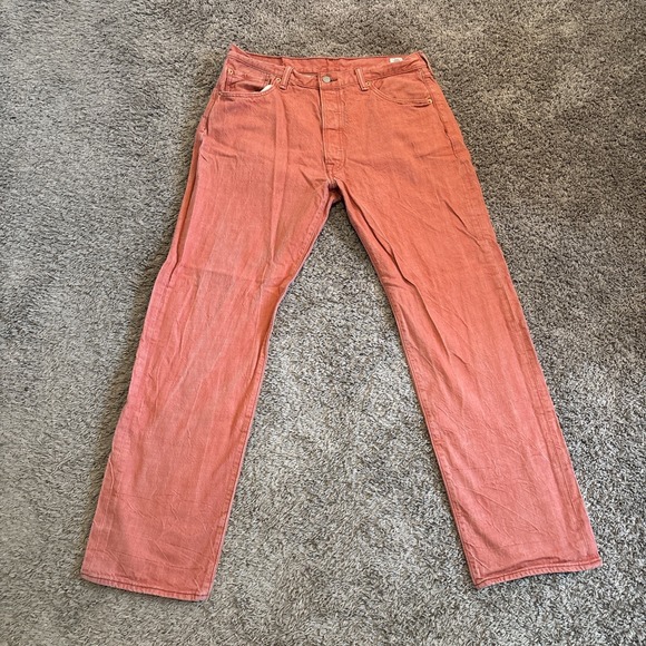 Levi's Other - Levis 501 Original White Oak Cone Denim Jeans Mens 36x34 Coral Button Fly 34x32